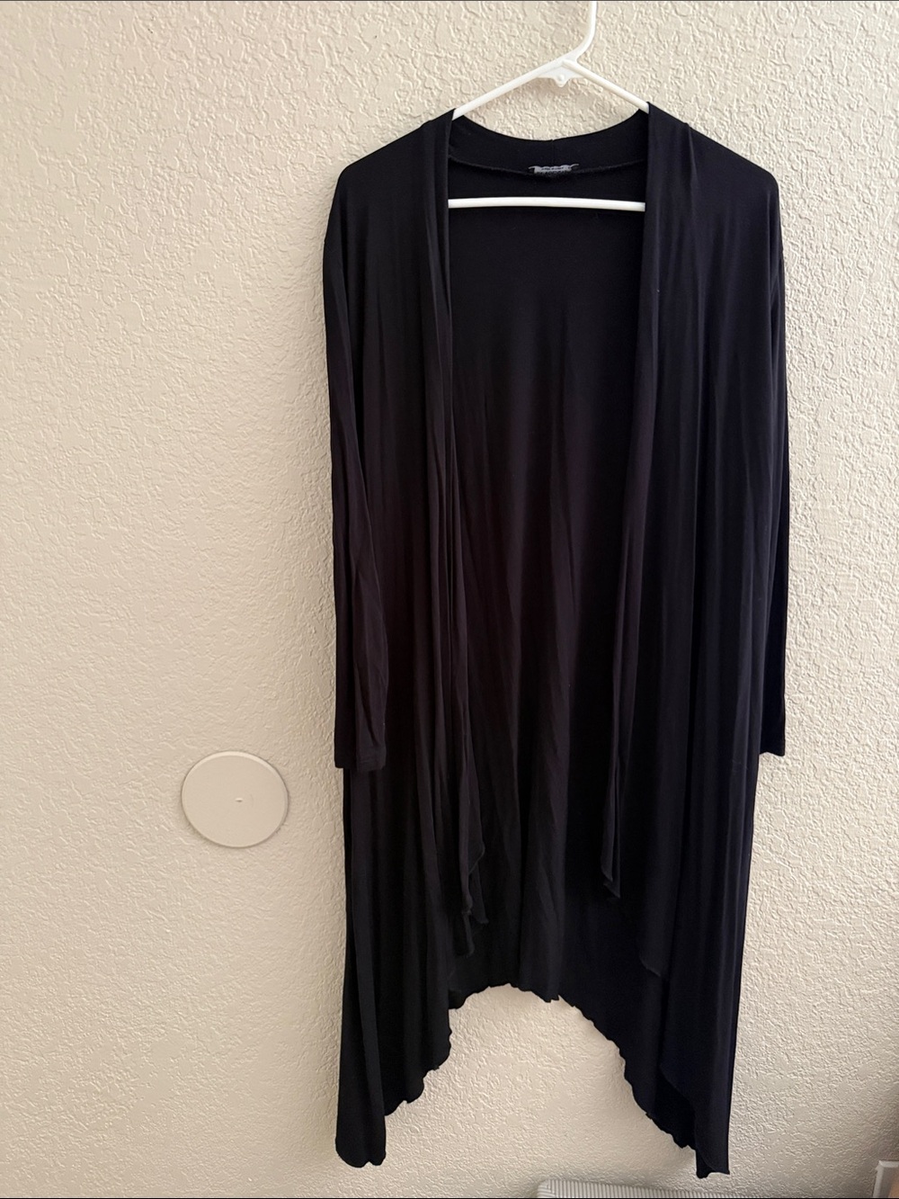 Black Draped Open Front Women's Cardigan